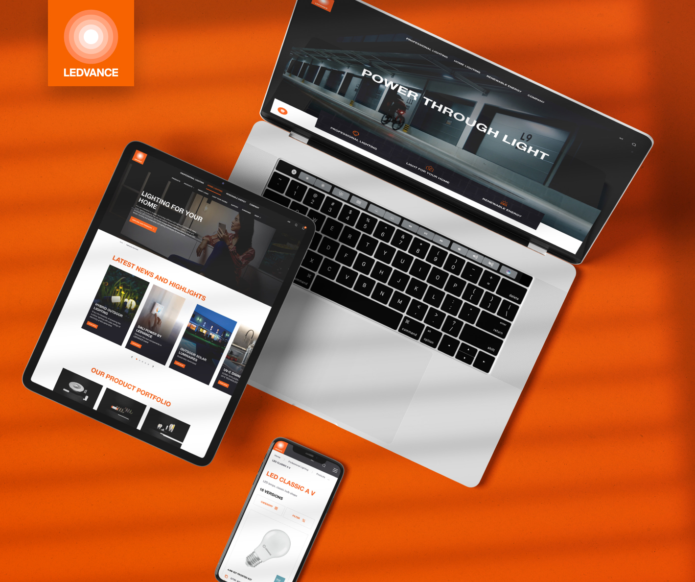 LEDVANCE Plattform in einem hochwertigen Device-Mockup