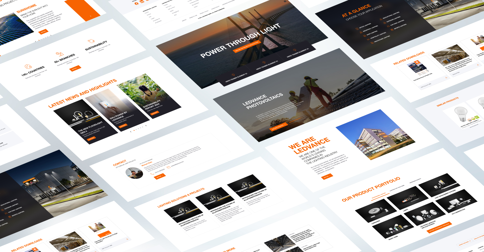 LEDVANCE Website mit markanter Navigation und klarer Content-Struktur